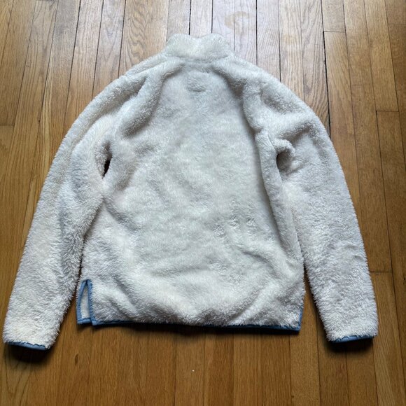 Marine Layer Re-Spun Size XS White Sherpa Fleece 1/4 Zip Pullover w/ Blue Trims - Picture 8 of 12